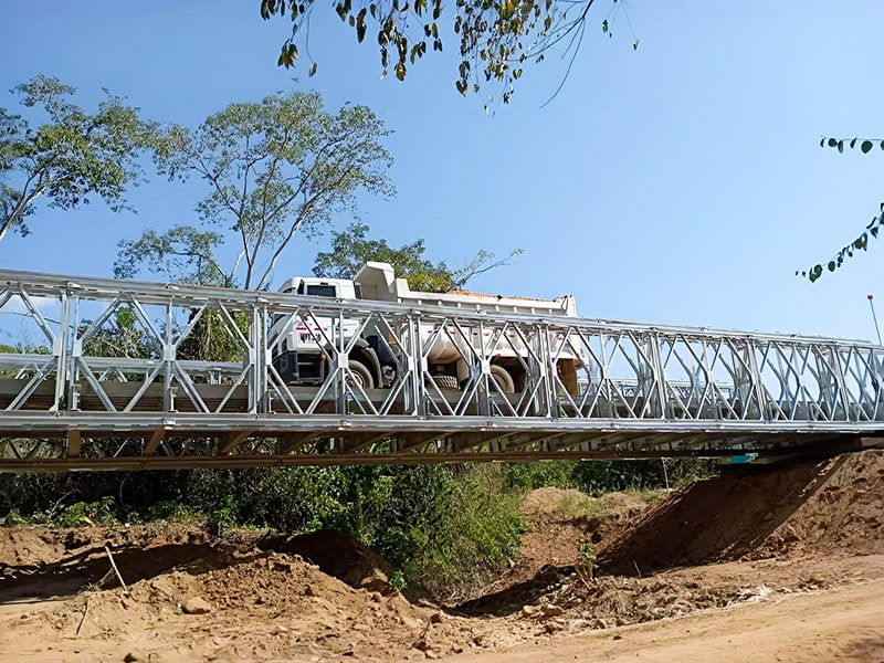 CB 200 Bailey Köprüsü 27 Metre Çift Sıralı Tek Katmanlı Güçlendirilmiş Bailey Köprüsü