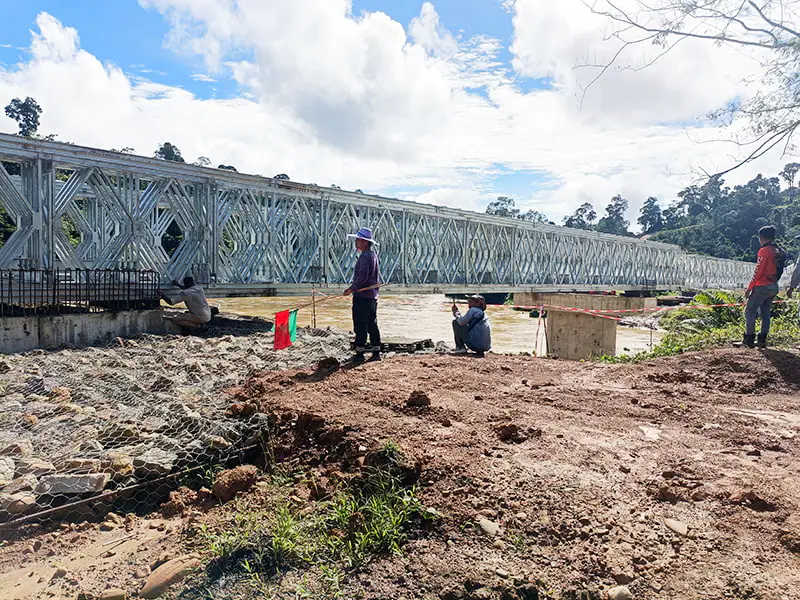 CB 200 Bailey Köprüsü Çift Sıralı Tek Kat Takviyeli Galvanizli Bailey Köprüsü